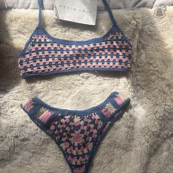 Akoia Other - Crochet Bikini Set - Pink and Blue